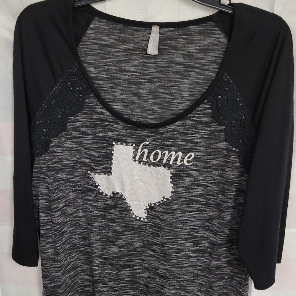 Vanity Texas Home Rhinestone Raglan Lacy Accent XL